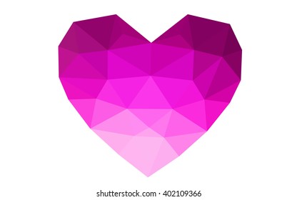 Pink heart isolated on white background. Geometric rumpled triangular low poly origami style gradient graphic illustration. Vector polygonal design for your business.on white background. 