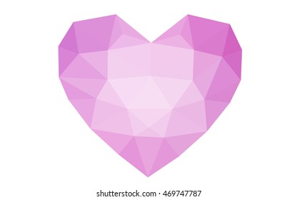 Pink heart isolated on white background. Geometric rumpled triangular low poly origami style gradient graphic illustration. Vector polygonal design for your business.on white background. 