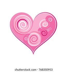 Pink heart isolated on white background. Vector image.