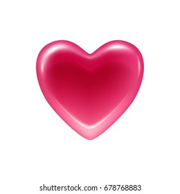 Pink Heart Jelly Candy Icon. Realistic Vector. Good For Packaging Design.