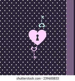 Pink Heart with Keyhole and Keys
