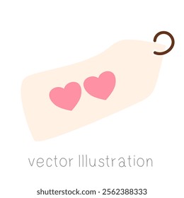 Pink Heart label vector illustration.