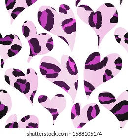 Pink Heart Leopard Print Repeat Pattern 