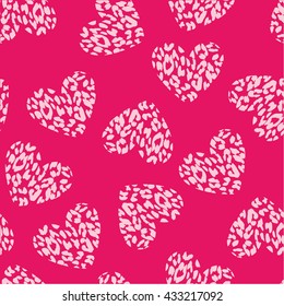 Pink heart with leopard print texture pattern