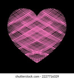 Pink heart of lines on a black background