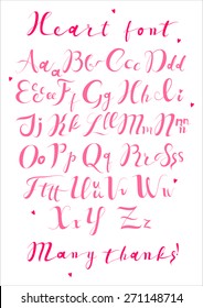 Pink Heart, Love Alphabet from my big font collection. Hand drawn decorative vintage vector ABC letters. Vector alphabet. Valentine's ABC