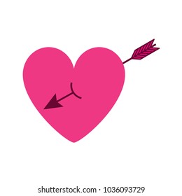 pink heart in love with arrow decoration