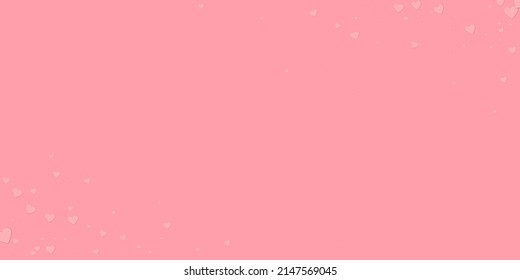 Pink heart love confettis. Valentine's day corners graceful background. Falling stitched paper hearts confetti on pink background. Delicate vector illustration.