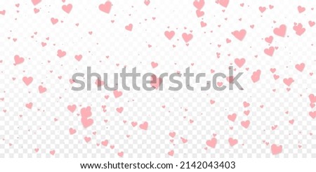 Pink heart love confettis. Valentine's day falling rain fantastic background. Falling stitched paper hearts confetti on transparent background. Enchanting vector illustration.