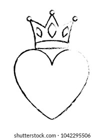 pink heart love crown romantic passion icon