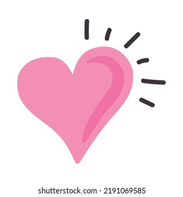 pink heart love with rays