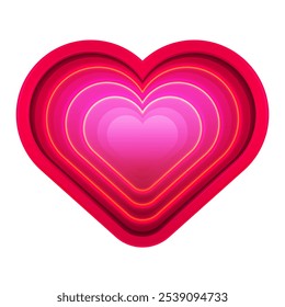 Pink heart love shape with glowing lines