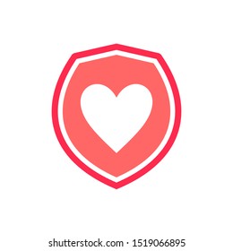 Pink Heart Love Shield Symbol Graphic