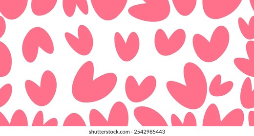 Coração rosa amor vetor padrão sem emenda com elementos de design românticos e bonitos
