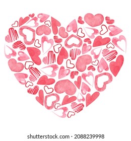 Pink heart made of small hearts. Valentine's day card