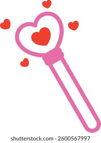 Pink Heart Magic Wand With Hearts