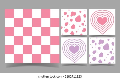 notas de memoria rosa y cardíaca Plantilla para diseño de tarjeta de reserva de envío de saludos. fondo abstracto. papel de envoltura de papel pintado.