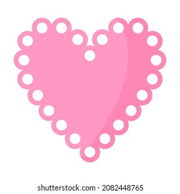 Pink heart napkin. Wedding and valentine day concept. Vector cartoon isolated illustration.