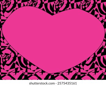 Pink  Heart on abstract black lace  love and romantic Vector template, card, cover print