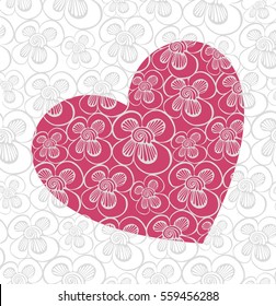 pink heart on the background of flowers
