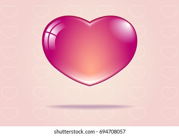pink heart on the pink background with white heart