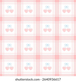 pink heart on Fabric pattern, pink checkered pattern background, gift wrapping paper , seamless pattern 