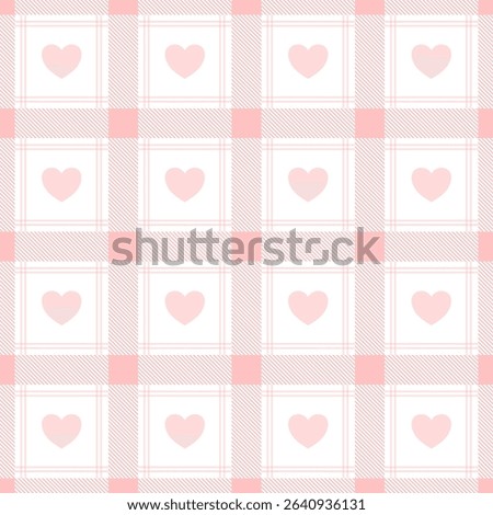 pink heart on Fabric pattern, pink checkered pattern background, gift wrapping paper , seamless pattern 
