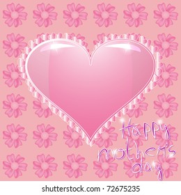 Pink heart on the pink flowers background