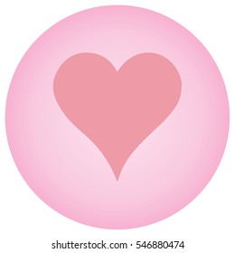 Pink heart on gradient pink background. Flat