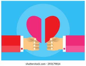 pink heart on hand, vector icon. Send Love Concept. Splice, merge