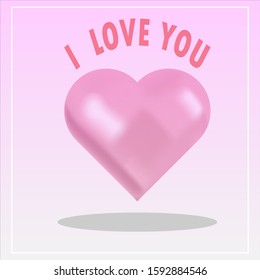 The pink heart is on a light pink background, with the letters saying I love you.