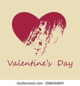 El corazón rosado sobre un fondo claro. Corazón con textura. Texto de San Valentín.