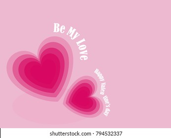 Pink heart on light pink background.
Be my love, Happy valentine's day, Vector illustration.
