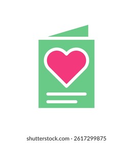 Pink Heart on Mint Card, Romantic Greeting Design