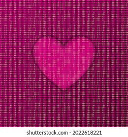 Pink heart on  mosaic background. Valentine day. Modern trendy banner for holiday. Colorful texture backdrop for wallpaper design.Vector

