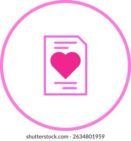 Coração rosa no papel em um círculo para o tema do dia dos namorados e ícones de amor