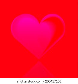 Pink heart on red background