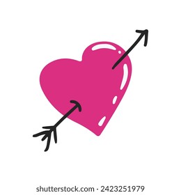 pink heart on valentine doodles design