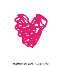 Pink heart on white. Abstract tangled heart. Love symbol. Valentine's day