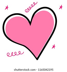 Pink heart painted with hands on a white background.
