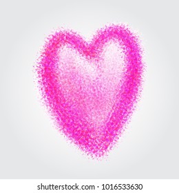 Pink Heart Painted watercolor vector illustration, hand drawn heart isolated, Sketch 