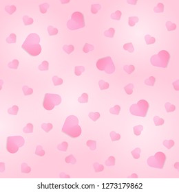 Pink heart paper cut cartoon on soft pink background vector illustration.Cute graphic Valentine's day concept background style.Design for web,cover,page,postcard.