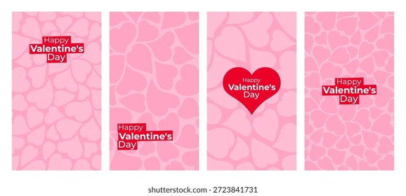 Historias de fondo de patrón de corazón rosa para el día de San Valentín. Tema de amor Plantilla de redes sociales con concepto de diseño romántico. Gráfico de Festiva.