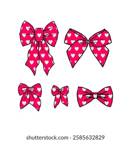 Pink heart pattern bows collection