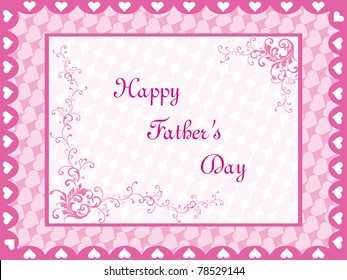 pink heart pattern, floral design card for dad day