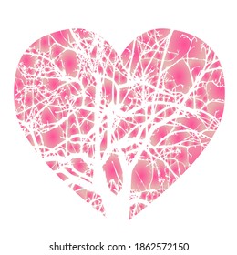 Pink heart with a pattern inside. Heart sign of love.