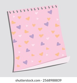 Pink Heart Pattern Notebook Paper