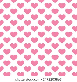 Pink heart pattern . Heart pattern on white background . Heart background . Vector illustration