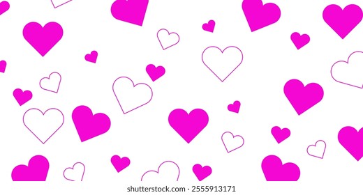 Pink heart pattern on a white background. Love theme