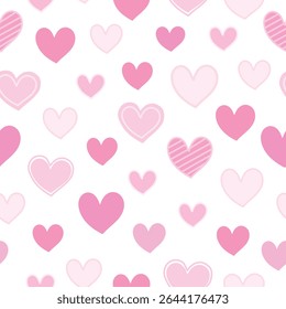 Patrón de corazón rosa sobre fondo blanco. Patrón sin costuras para Diseño gráfico, tela o papel.